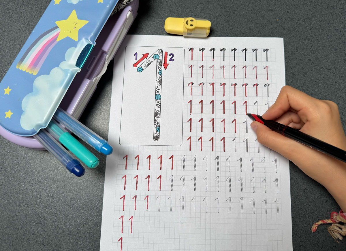 20 Kart Pracy - Ćwiczenie pisania cyfr 2