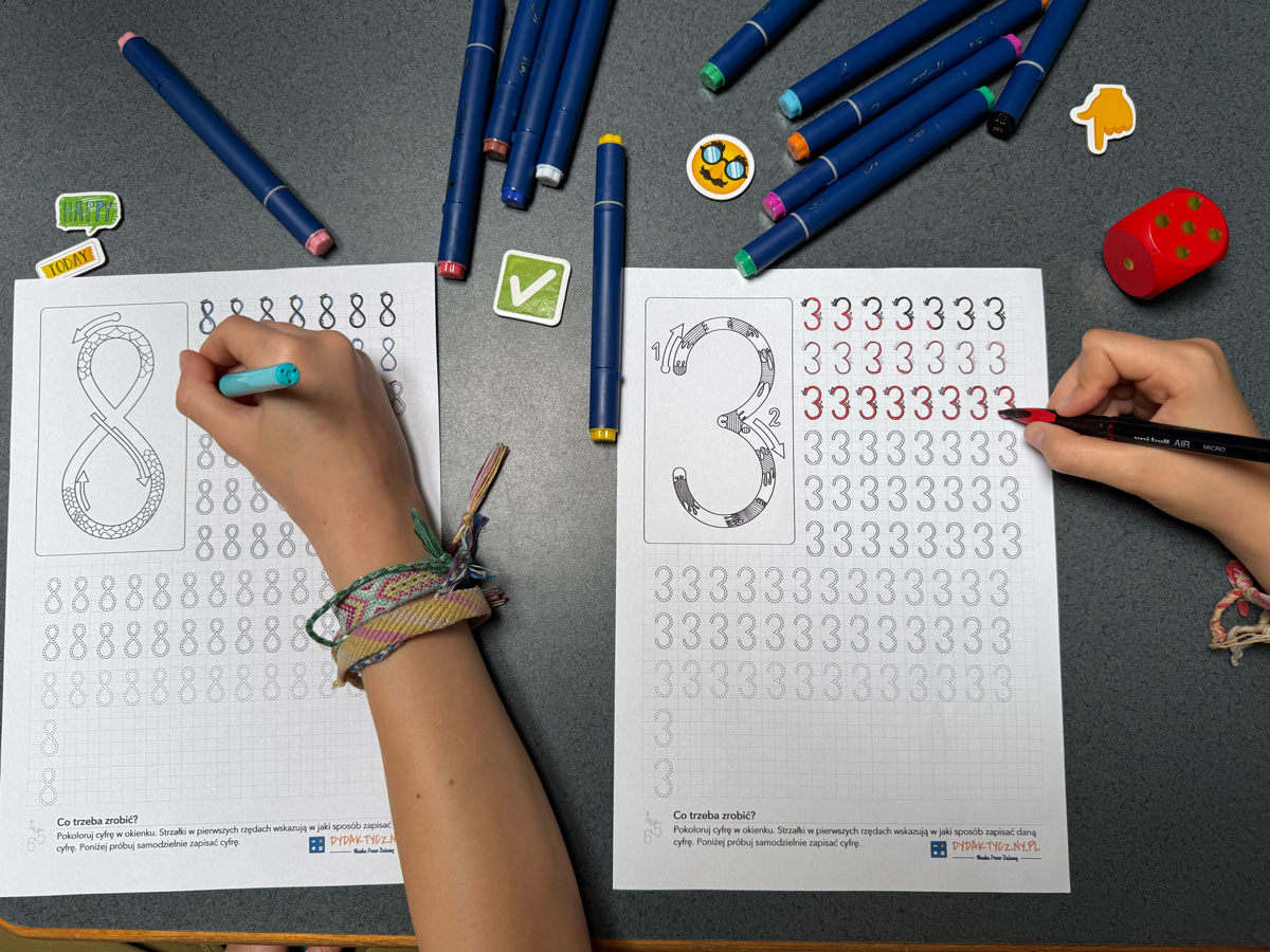 20 Kart Pracy - Ćwiczenie pisania cyfr 9