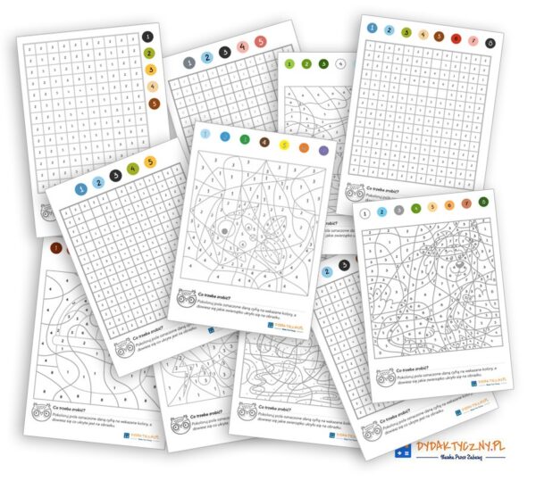 Zestaw 11 Plansz Matematycznych do Kolorowania Kolorowanka Matematyczna dydaktyczny