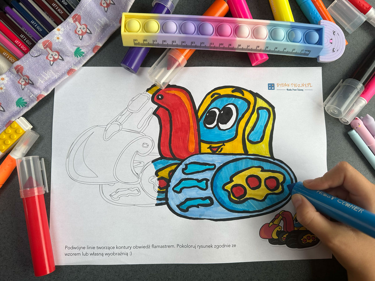 Zestaw 9 Kolorowanek - Autka linia ciągła 2