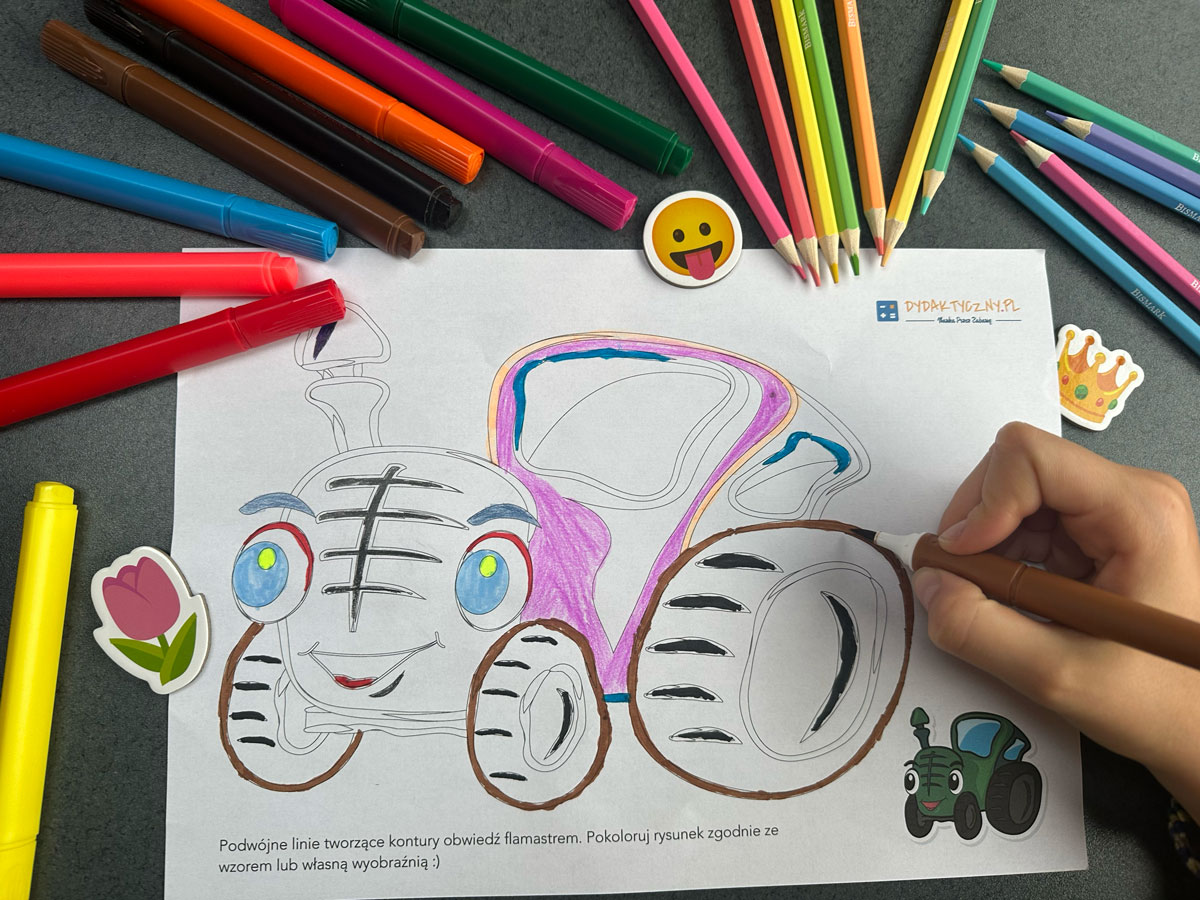 Zestaw 9 Kolorowanek - Autka linia ciągła 5