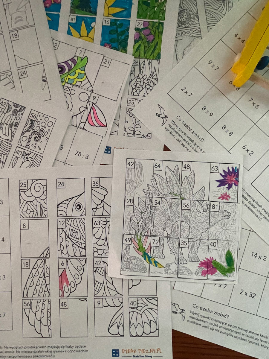 10 Kart Pracy - Puzzle matematyczne - tabliczka mnożenia IMG