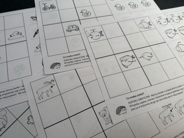 13 Kart z Sudoku graficznym dla najmłodszych dydaktyczny