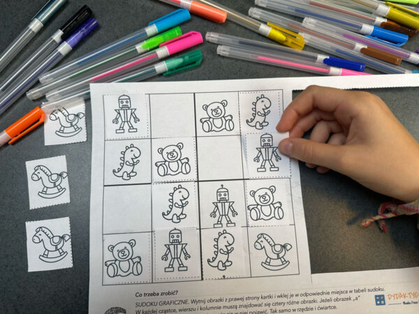 13 Kart z Sudoku graficznym dla najmłodszych dydaktyczny
