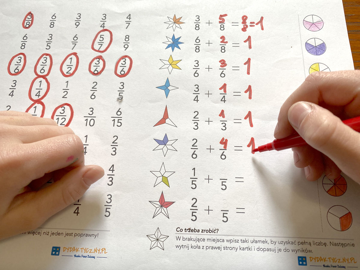 14 Karty Pracy - Ułamki zwykłe 70 zadań + Gra: Domino Ułamkowe! ulamki-zwykle