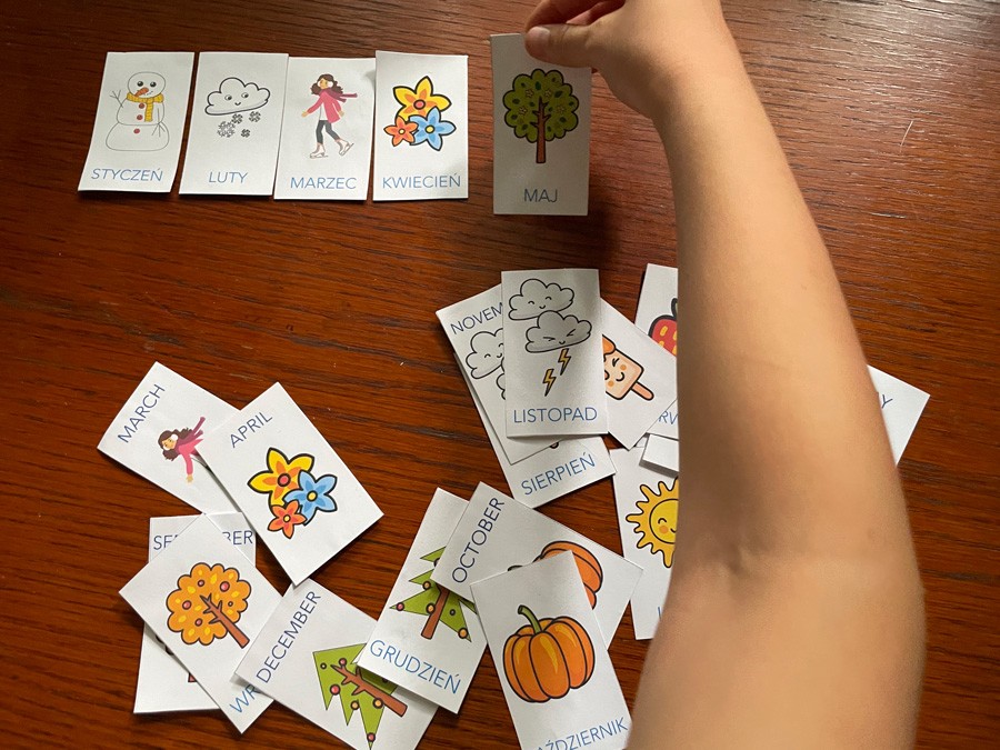 Karty Pracy – Poznaj Miesiące + 2 gry „Gra w Literki” oraz „Memory polsko-angielskie” Karty Pracy Miesiace dydaktyczny