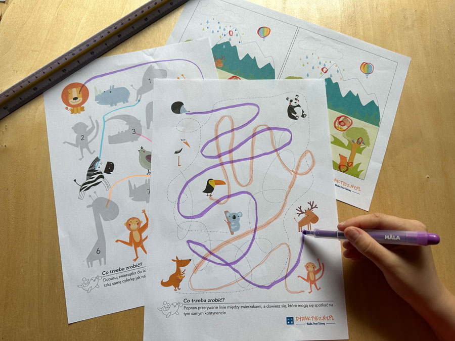 13 Kart Pracy „Ćwiczenia rączki i główki ze zwierzątkami” ---kart-pracy-cwiczenia-raczki