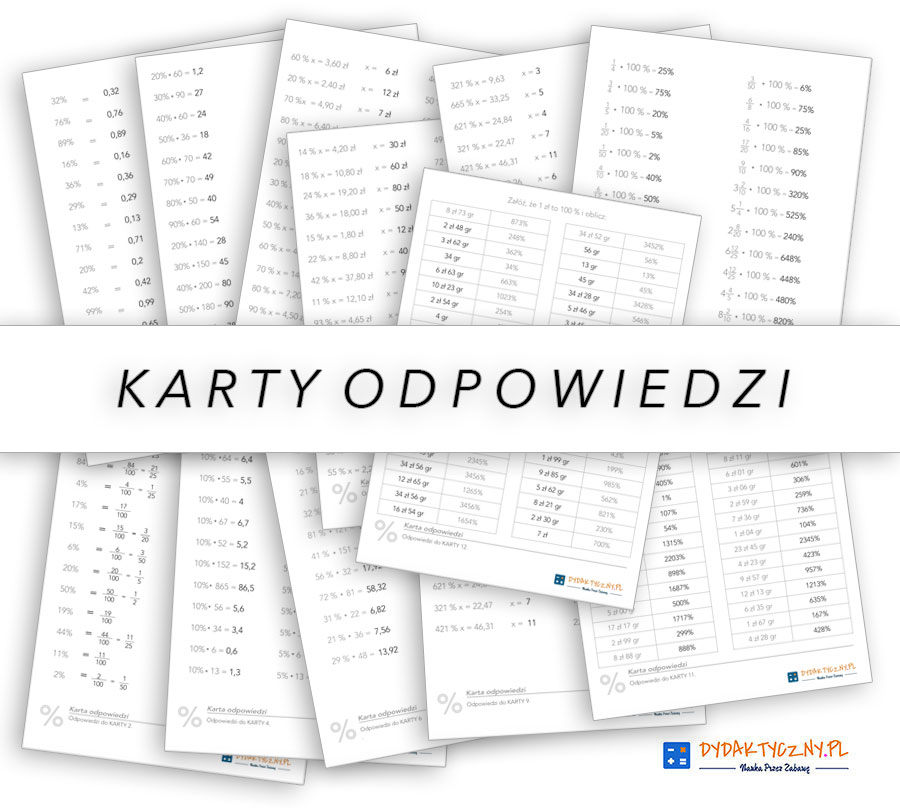 12 Kart Pracy Procenty - Część II - Ćwiczenia 377 Zadań + Karty Odpowiedzi 13-kart-pracy-procenty-czesc-ii-cwiczenia-395-zadan-dydaktyczny.pl-1