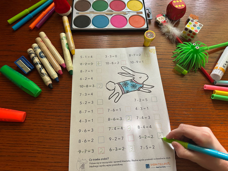 15 Kart Pracy - 240 działań z odejmowania w zakresie 0 - 10 dodawanie-i