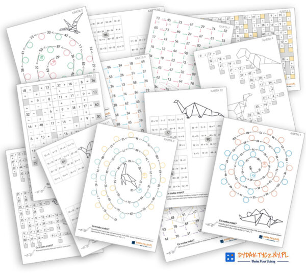 13 Kart Pracy – Diagramy matematyczne. Dodawanie i odejmowanie do 100 + Karty Odpowiedzi dydaktyczny