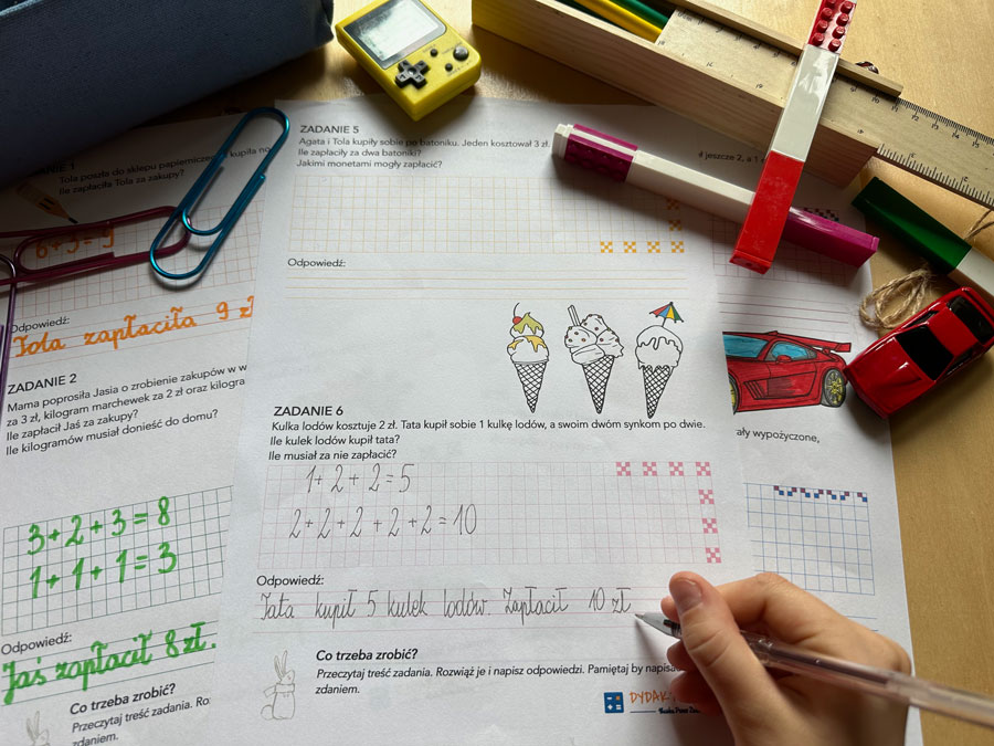 15 Kart Pracy - Zadania tekstowe - dodawanie, odejmowanie w zakresie do 10 zadania-tekstowe