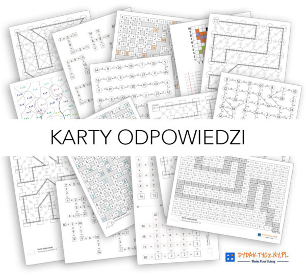 18 Kart Pracy – Ogromny zestaw krzyżówek i diagramów – mnożenie i dzielenie do 100 [plus karty odpowiedzi] dydaktyczny