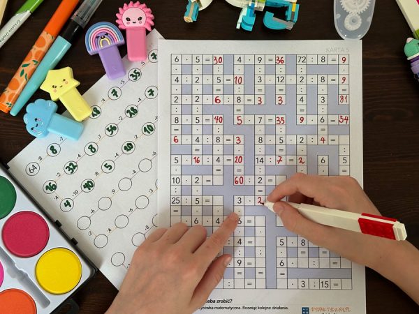 18 Kart Pracy - Ogromny zestaw krzyżówek i diagramów - mnożenie i dzielenie do 100 [plus karty odpowiedzi] dydaktyczny
