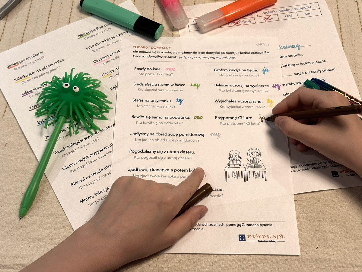 10 Kart Pracy - Podmiot + Karta Dydaktyczna podmiot