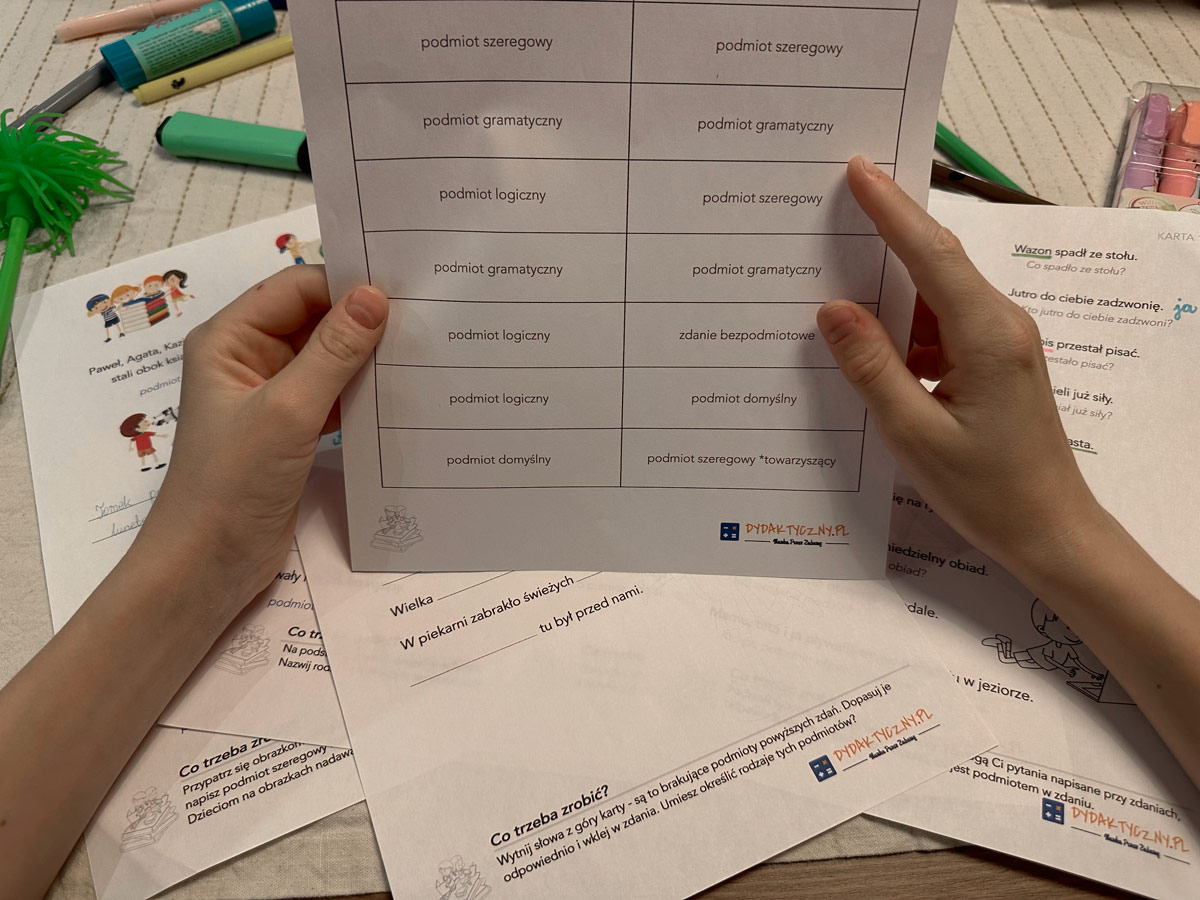 10 Kart Pracy - Podmiot + Karta Dydaktyczna podmiot