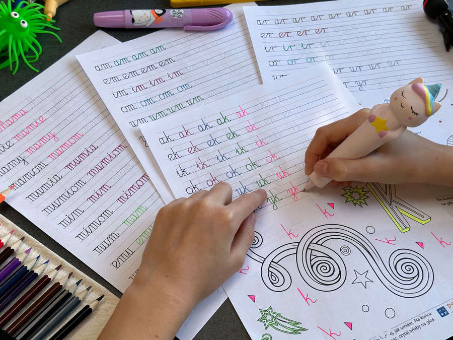 59 Kart Pracy - Sylaby i Wyrazy - Pismo Odręczne - Łączenie liter - Gigantyczny Zestaw Sylaby-i-Wyrazy