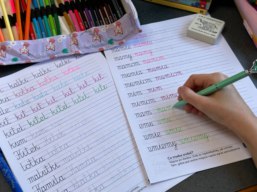 59 Kart Pracy - Sylaby i Wyrazy - Pismo Odręczne - Łączenie liter - Gigantyczny Zestaw Sylaby-i-Wyrazy