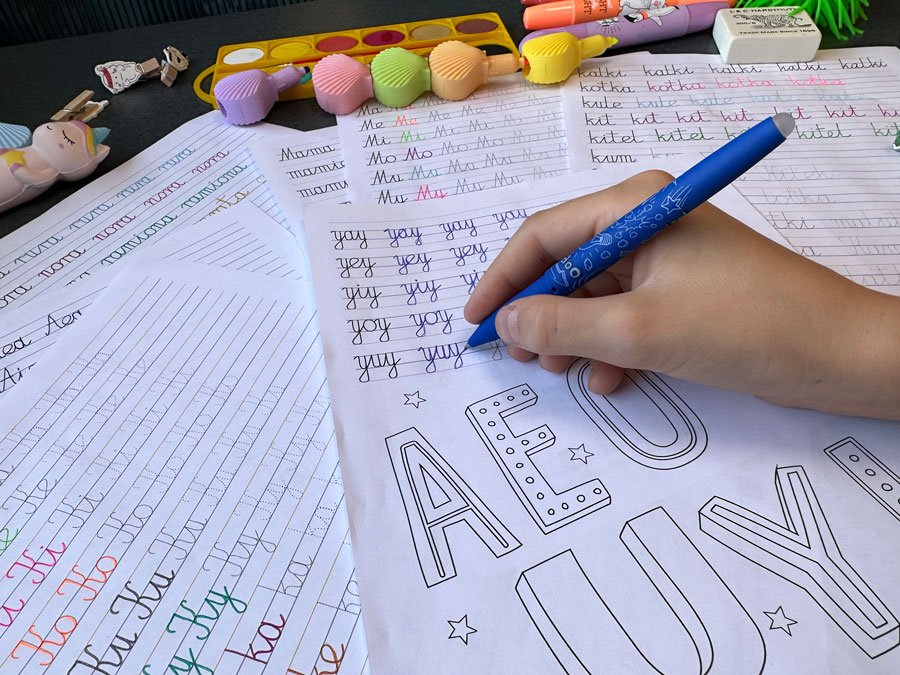 59 Kart Pracy - Sylaby i Wyrazy - Pismo Odręczne - Łączenie liter - Gigantyczny Zestaw Sylaby-i-Wyrazy