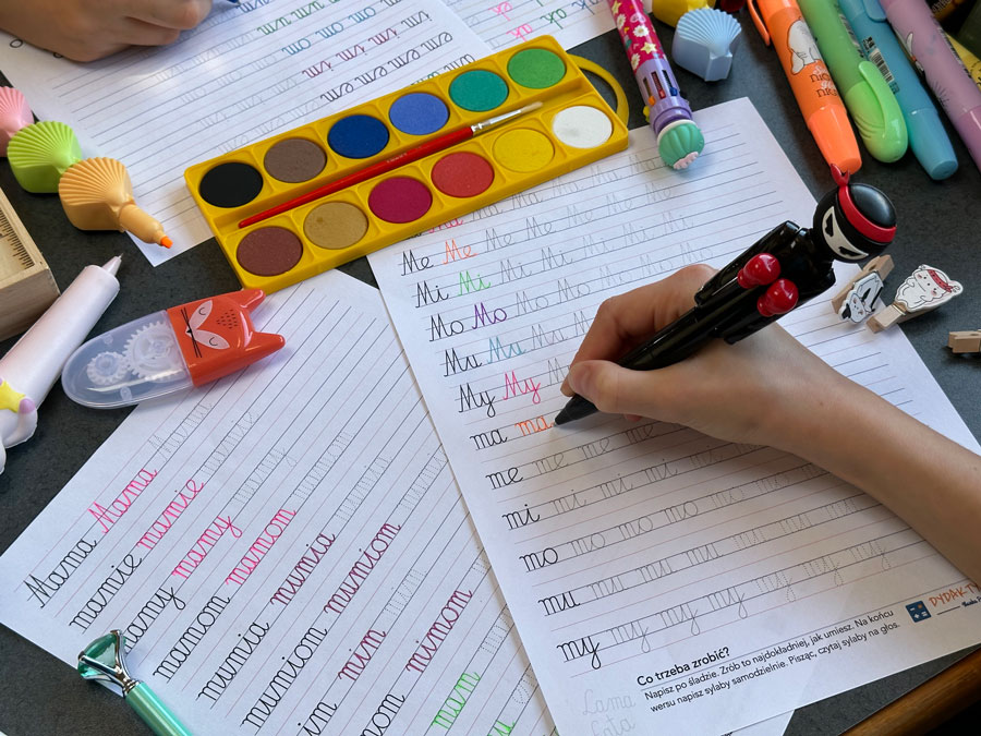 59 Kart Pracy - Sylaby i Wyrazy - Pismo Odręczne - Łączenie liter - Gigantyczny Zestaw Sylaby-i-Wyrazy