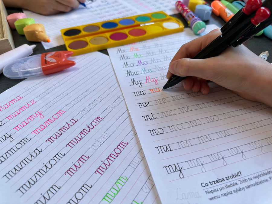 59 Kart Pracy - Sylaby i Wyrazy - Pismo Odręczne - Łączenie liter - Gigantyczny Zestaw Sylaby-i-Wyrazy