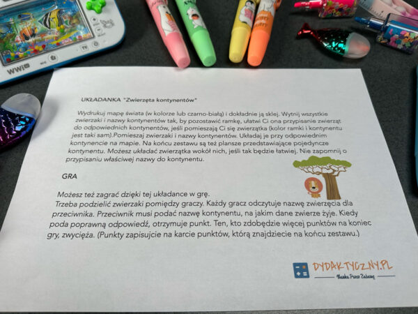 Duży zestaw przyrodniczo-geograficzny "Zwierzęta kontynentów" - Kolory Montessori dydaktyczny