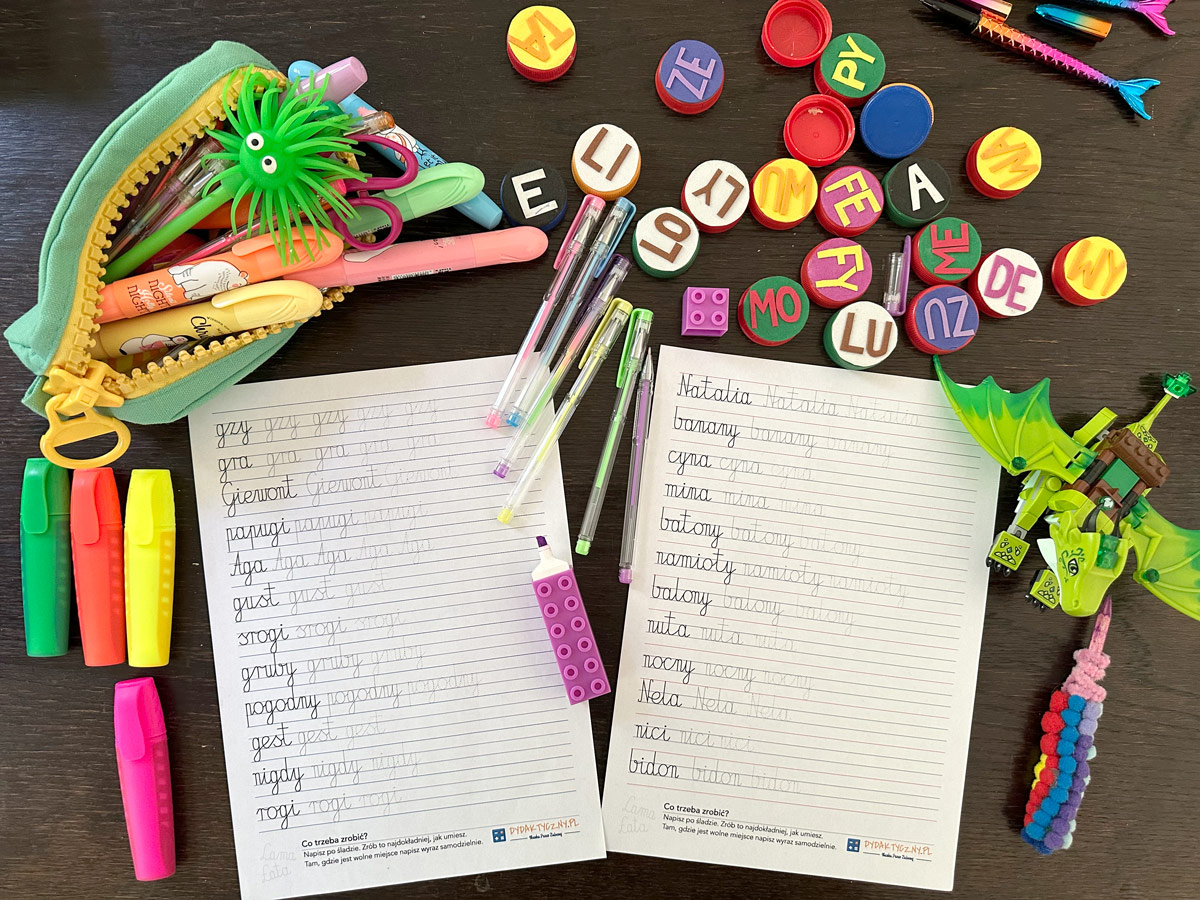 59 Kart Pracy - Sylaby i Wyrazy - Pismo Odręczne - Łączenie liter - Gigantyczny Zestaw literki