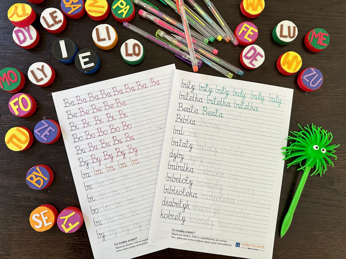 59 Kart Pracy - Sylaby i Wyrazy - Pismo Odręczne - Łączenie liter - Gigantyczny Zestaw literki