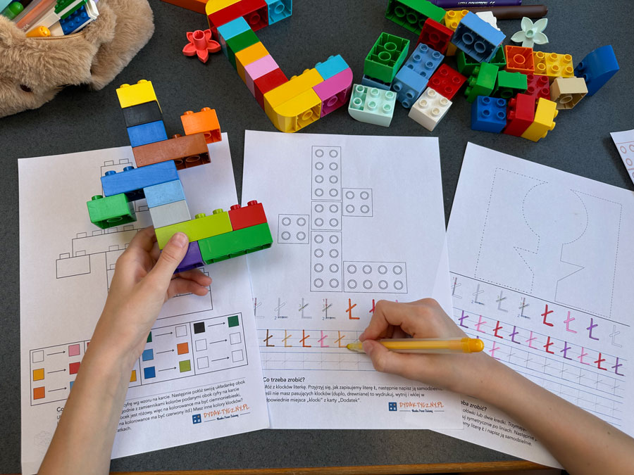 36 Kart Pracy - Alfabet Malucha - Poznajemy litery z klockami - część 2 od Ł do Z Alfabet-lu