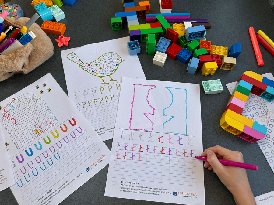 36 Kart Pracy - Alfabet Malucha - Poznajemy litery z klockami - część 2 od Ł do Z Alfabet-lu