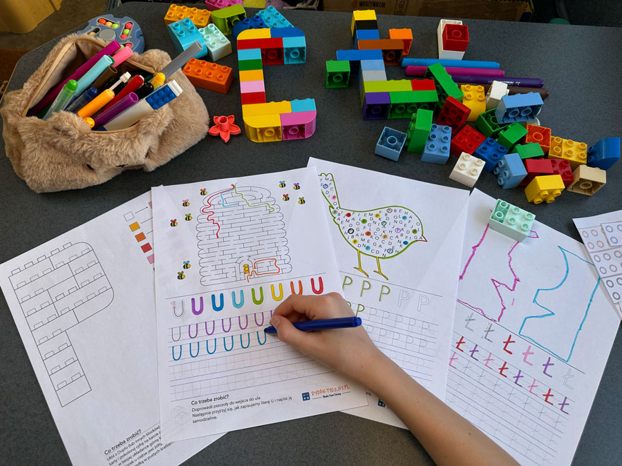 36 Kart Pracy - Alfabet Malucha - Poznajemy litery z klockami - część 2 od Ł do Z Alfabet-lu