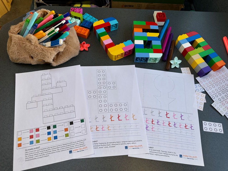 36 Kart Pracy - Alfabet Malucha - Poznajemy litery z klockami - część 2 od Ł do Z Alfabet-lu
