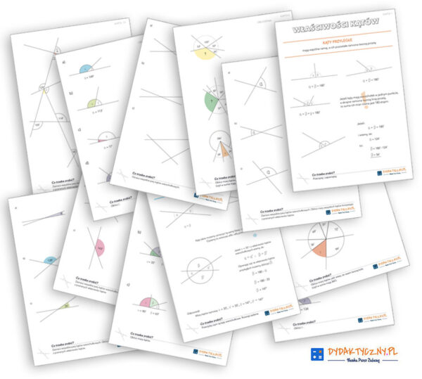 12 Kart Pracy - Właściwości kątów - wierzchołkowe i przystające  dydaktyczny