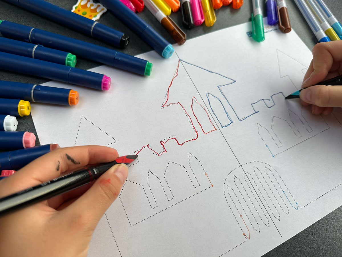 16 Kart Pracy - Rysowanie oburącz dla młodszych - wspomaganie współpracy pomiędzy półkulami mózgu 5