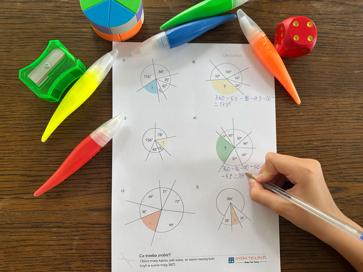 22 Karty pracy - Właściwości Kątów powtórzenie i kąty odpowiadające, naprzemianległe (+ 16 kart odpowiedzi) 3