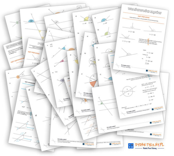 22 Karty pracy -  Właściwości Kątów powtórzenie i kąty odpowiadające, naprzemianległe (+karty odpowiedzi)  dydaktyczny