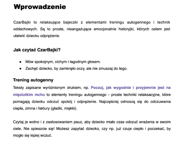 Czarbajki - z elementami treningu autogennego i technik oddechowych dydaktyczny